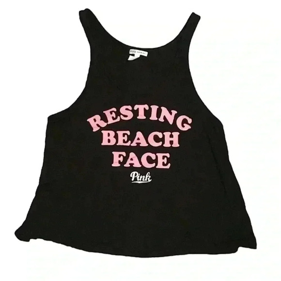 VICTORIAS SECRET PINK RESTING BEACH FACE TANK TOP 🌴 - Picture 1 of 3